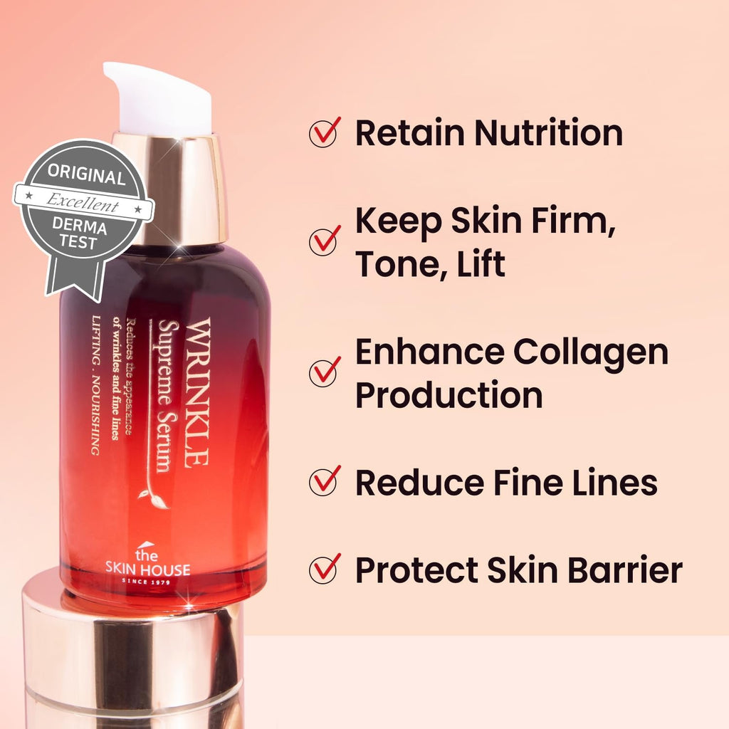 Wrinkle Supreme Serum 0.67 Fl. Oz. Trial-Size, Korean Red Ginseng, Mushrooms | Firming, Lifting, Fine Lines | Korean Skin Care, K-Beauty, 20Ml