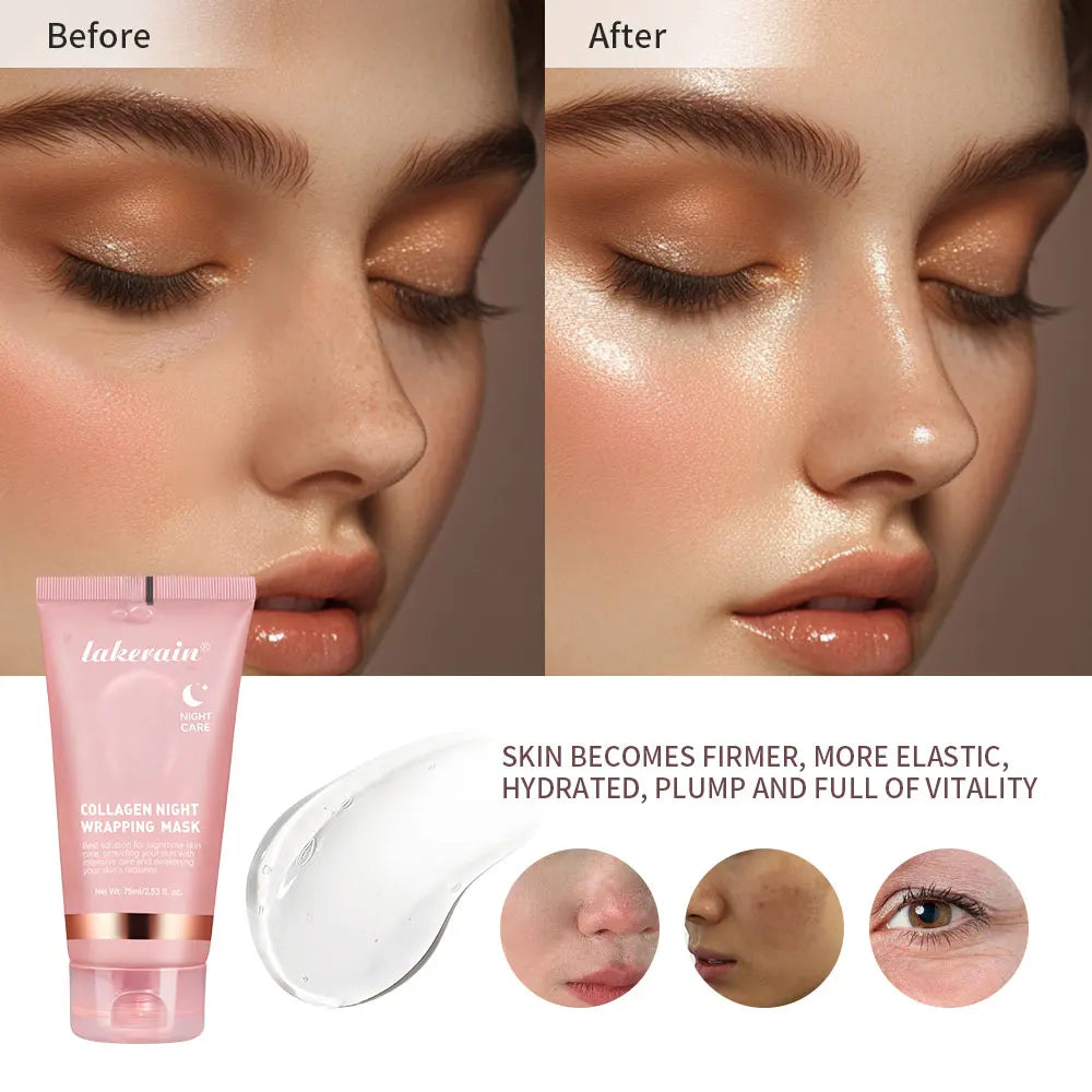 Collagen Overnight Wrapping Peel off Facial Mask Korean Collagen Night Wrapping Mask Deeply Hydrates Night Care Mask Cream 75Ml