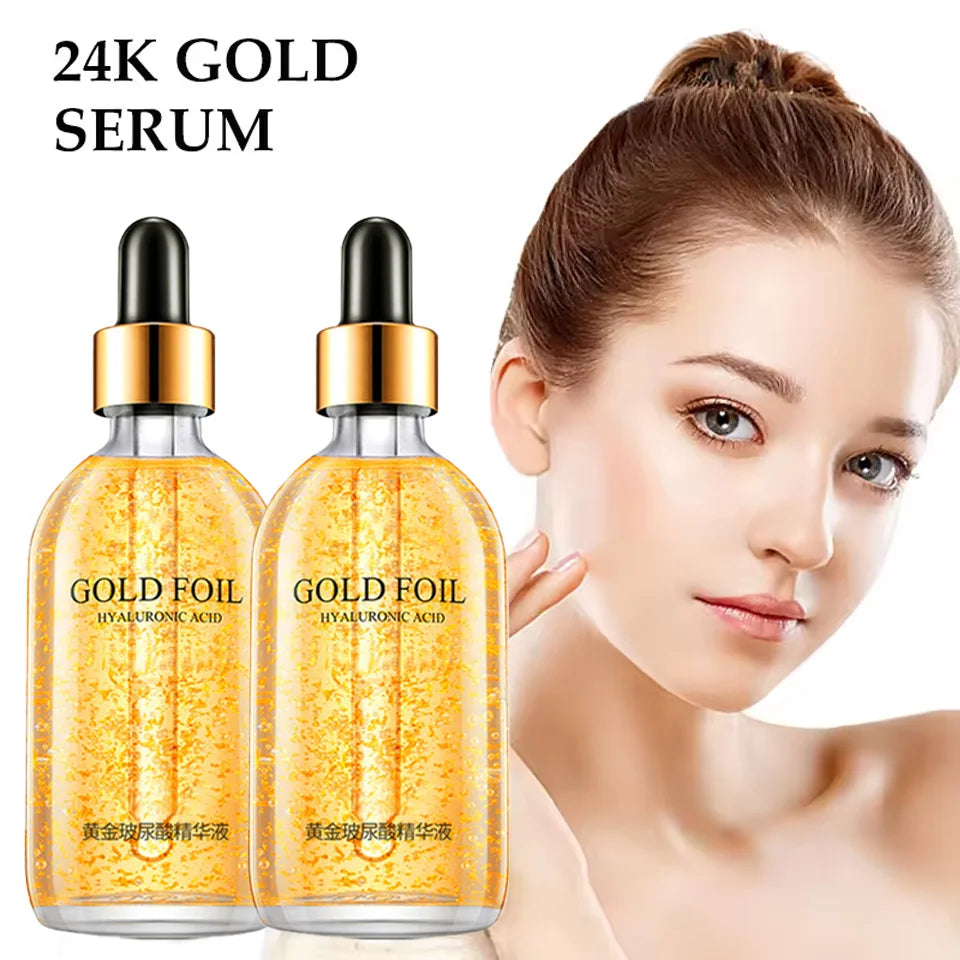 24K Gold Hyaluronic Acid Serum for Face Anti-Wrinkle Anti-Aging Brightening Moisturizing Skincare Facial Serum Essence Face Care