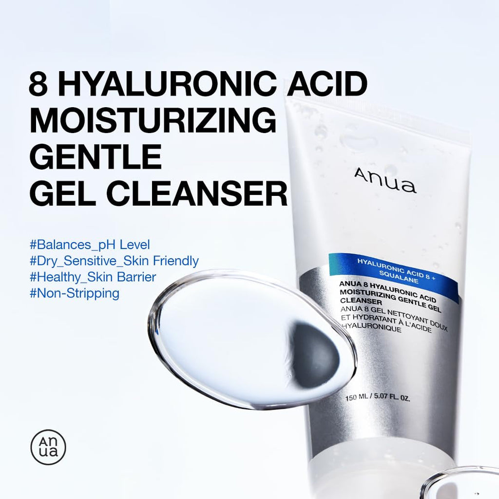 Moisturizing Gentle Gel Cleanser, Hyaluronic Acid, Squalane, Ceramide, Foaming Facial Korean Cleanser, Ph Balance, Daily Hydrating Face Wash, Korean Skincare (150Ml/5.07Fl Oz.)