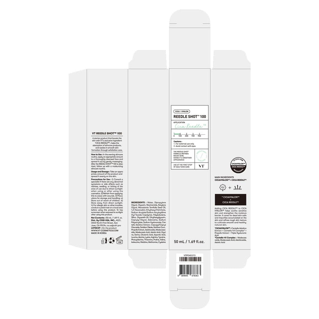 CICA Reedle Shot 100, Spicule Microneedling Serum for Pore Care & Exfoliation, Exosome, Centella Asiatica for Glass Skin, Skin Texture, Korean Liquid Skin Booster (1.69 Fl Oz / 50Ml)