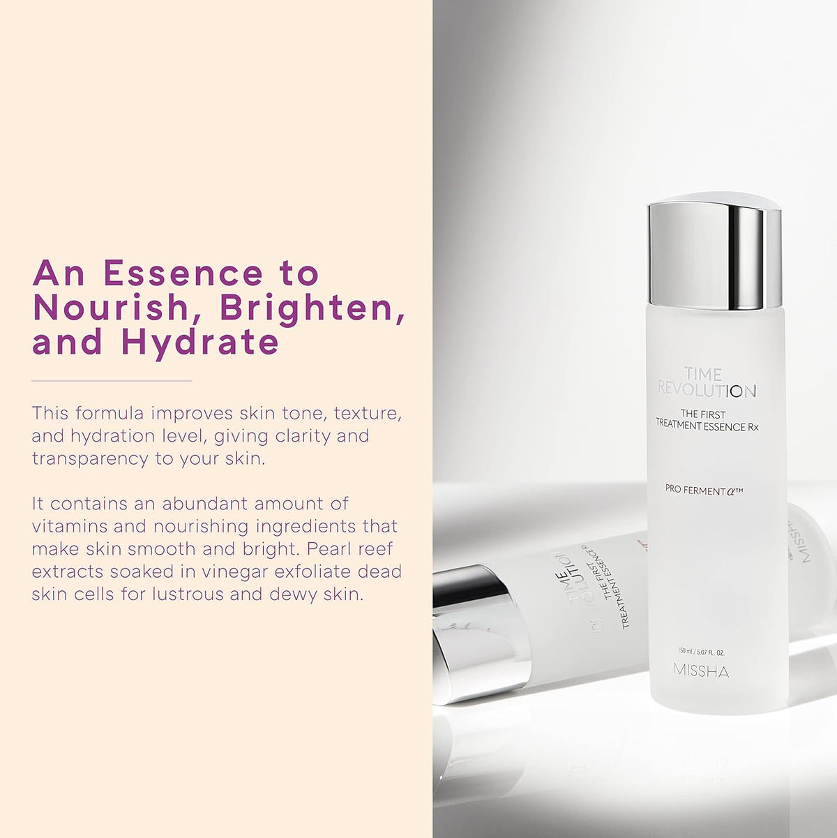 Time Revolution the First Essence RX (4Th Gen) 5.07 Fl Oz/150Ml, Korean Face Essence, Hydrating Facial Toner, Skin Smoothing & Ph Balancing Toner for All Skin Types