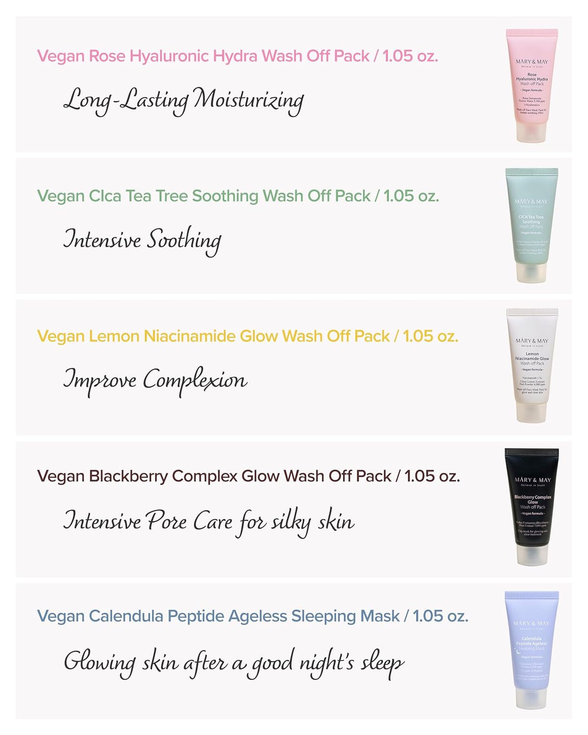 Mary & May Vegan Wash Off Mask Mini Gift Set