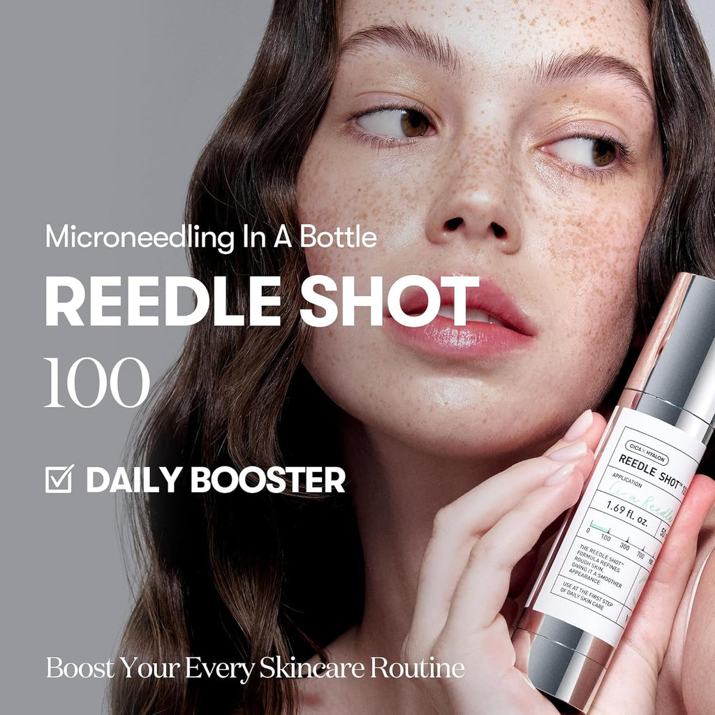 CICA Reedle Shot 100, Spicule Microneedling Serum for Pore Care & Exfoliation, Exosome, Centella Asiatica for Glass Skin, Skin Texture, Korean Liquid Skin Booster (1.69 Fl Oz / 50Ml)