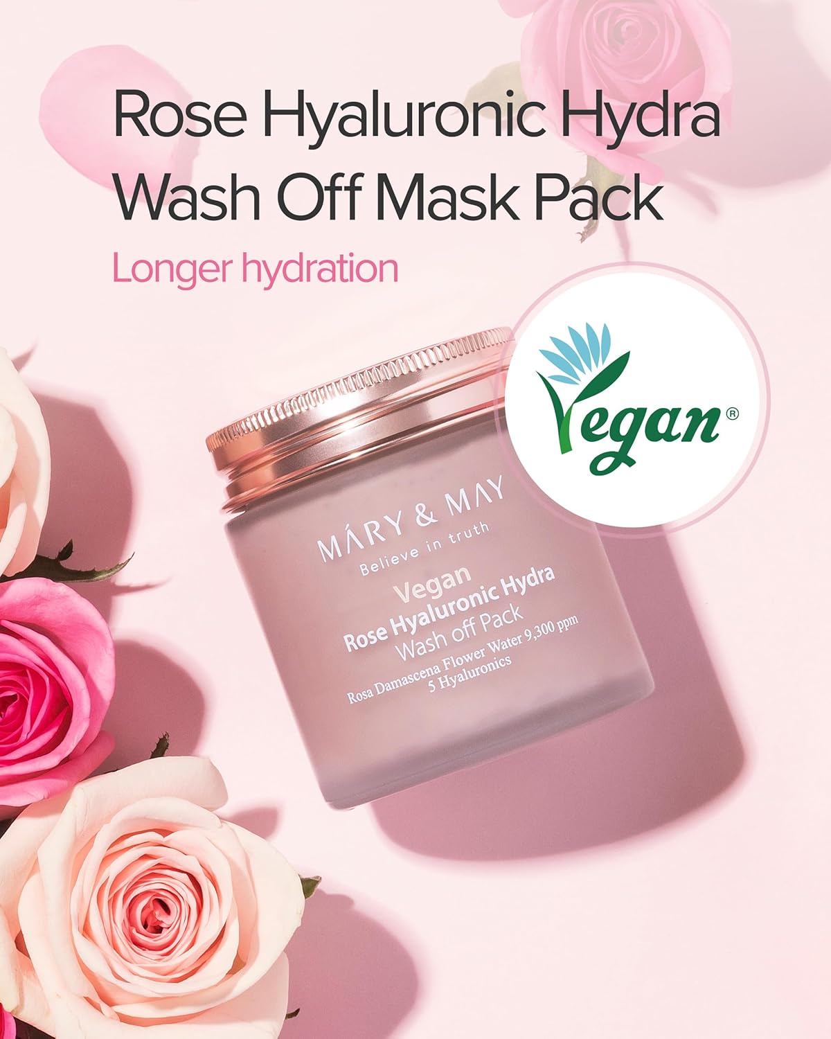 Mary & May Vegan Rose Hyaluronic Hydra Wash Off Pack