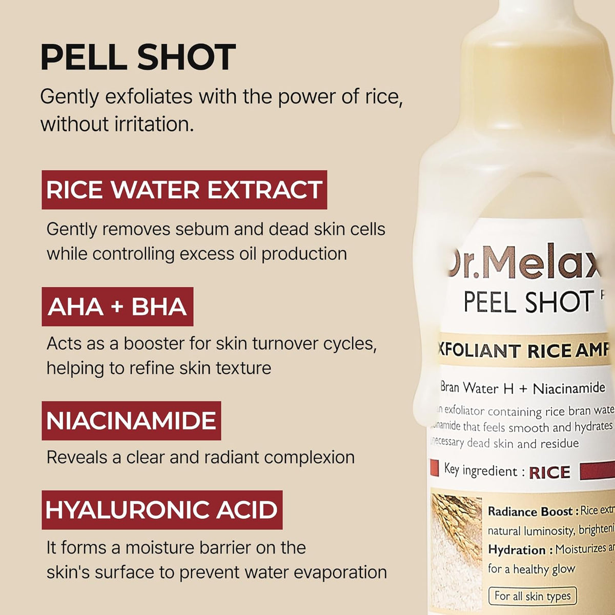 Dr. Melaxin Peel Shot Exfoliant Rice Ampoule