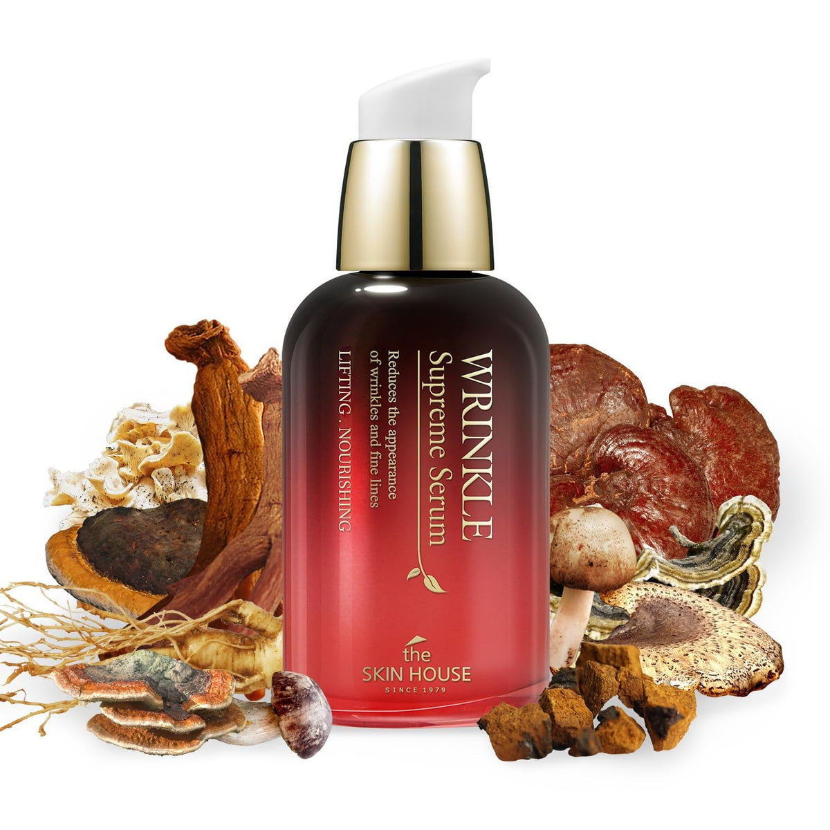 Wrinkle Supreme Serum 0.67 Fl. Oz. Trial-Size, Korean Red Ginseng, Mushrooms | Firming, Lifting, Fine Lines | Korean Skin Care, K-Beauty, 20Ml