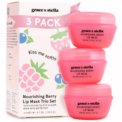 Grace & Stella Nourishing Berry Lip Mask 0.7oz/3ct - New