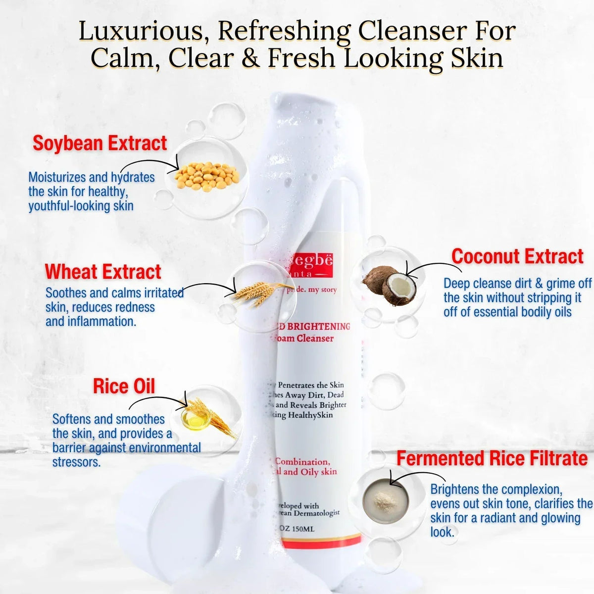 Advanced Brightening Gel Foam Cleanser | Rice Extract