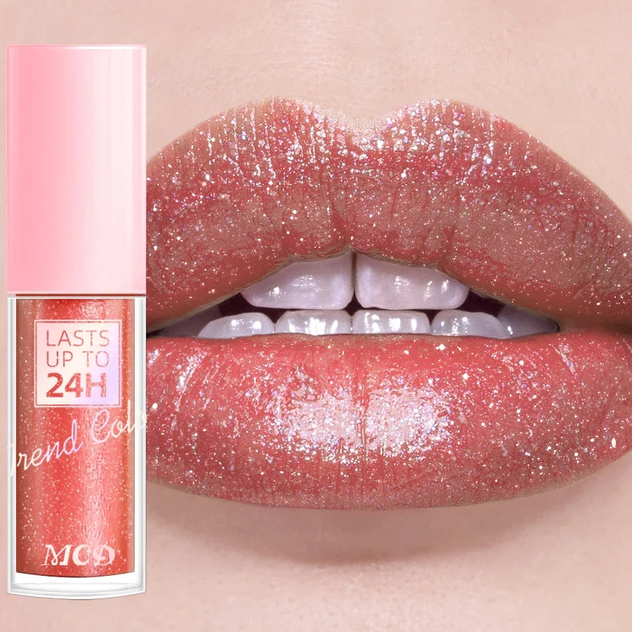 18 Colors Glitter 1pcs Lip Glaze Long Lasting Lip Gloss Waterproof Liquid Lipstick Makeup Lip Oil Lip Tint Moisturizing Lip Balm