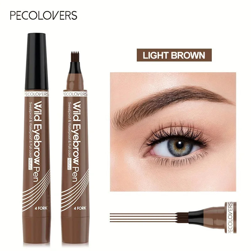 5 Colors Liquid Eyebrow Pen, Long Lasting Eyebrow Tattoo Pen, 4-splitted Head Eyebrow Tint Pen , Gray Brown Eyebrow Makeup