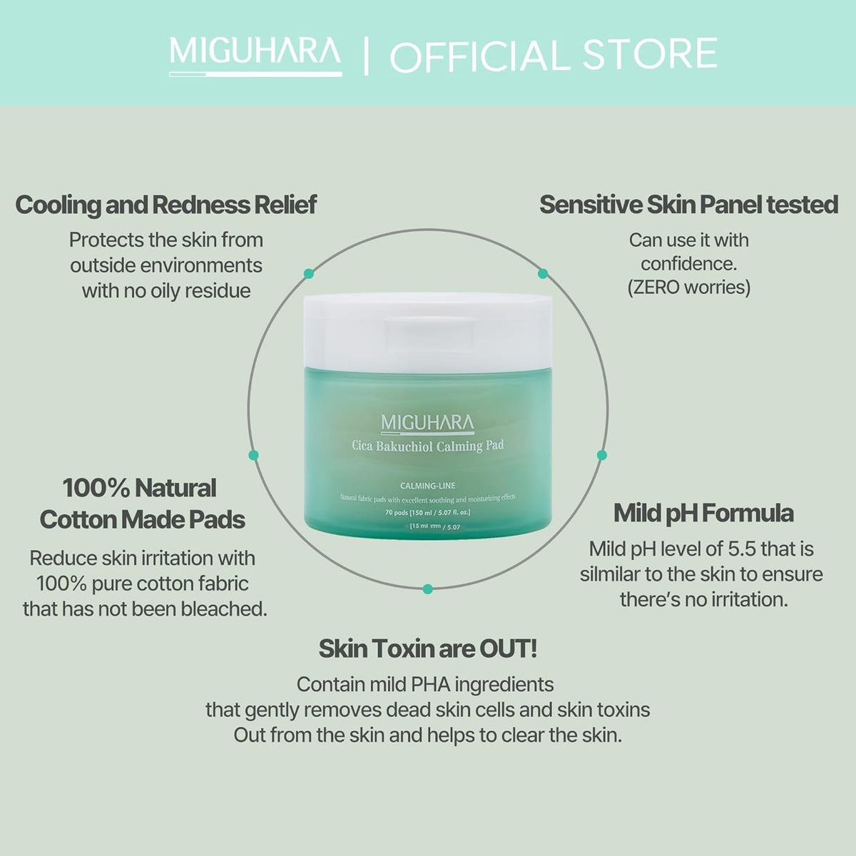 Cica Bakuchiol Calming Pad | Korean Skincare Toner Pad (150Ml/5.07 Fl.Oz.)