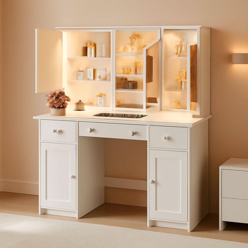 Extra Large Illuminated Vanity Desk with Mirror — 45"