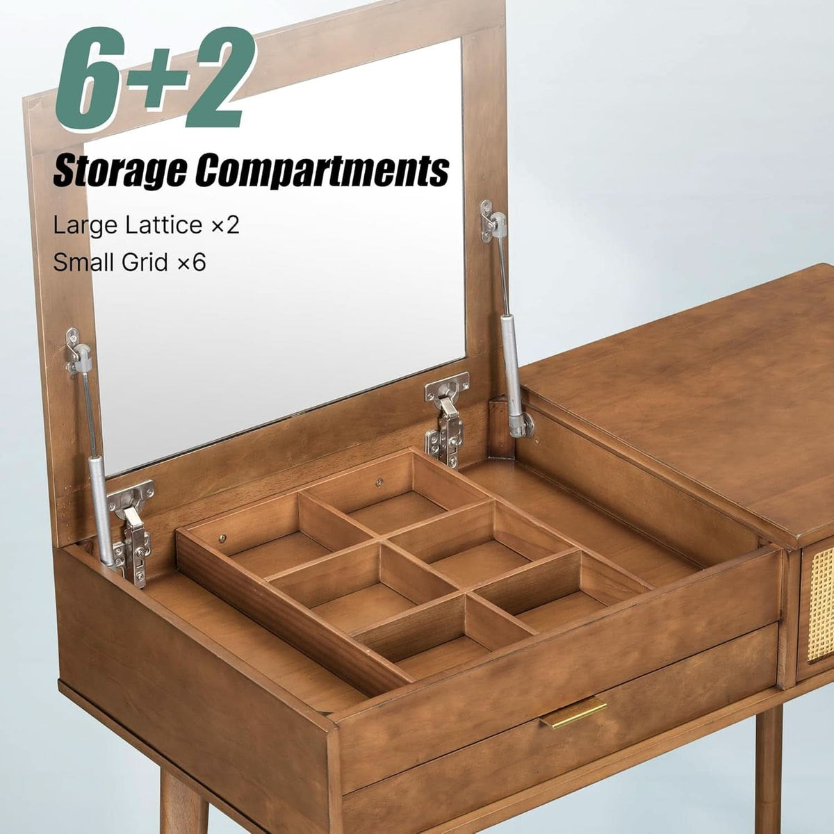 Espresso Hardwood Vanity Desk with Flip-Top Mirror