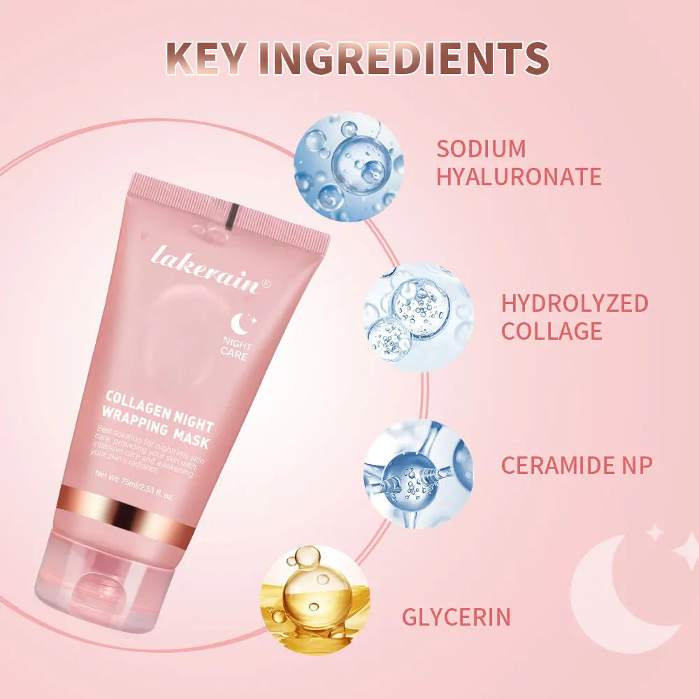 Collagen Overnight Wrapping Peel off Facial Mask Korean Collagen Night Wrapping Mask Deeply Hydrates Night Care Mask Cream 75Ml